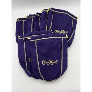 Crown Royal Purple with Gold Drawstring Bottle Bags Large Size 9” Lot of 8